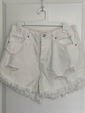 White Distressed Denim Shorts